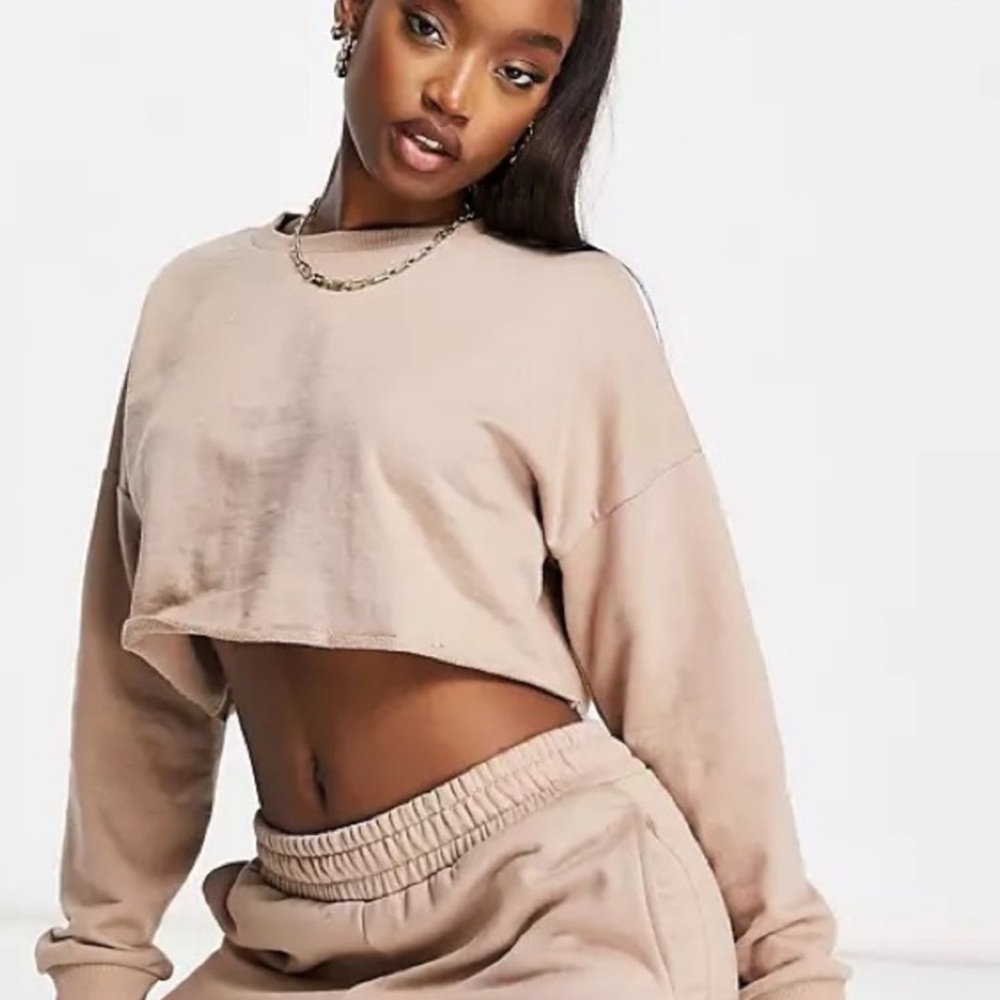 Missguided Stone Sweatshirt Short Set